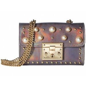 Steve Madden Grey Fish Scale Pearl Gold Prince Push Lock Shoulder Cross Body Bag